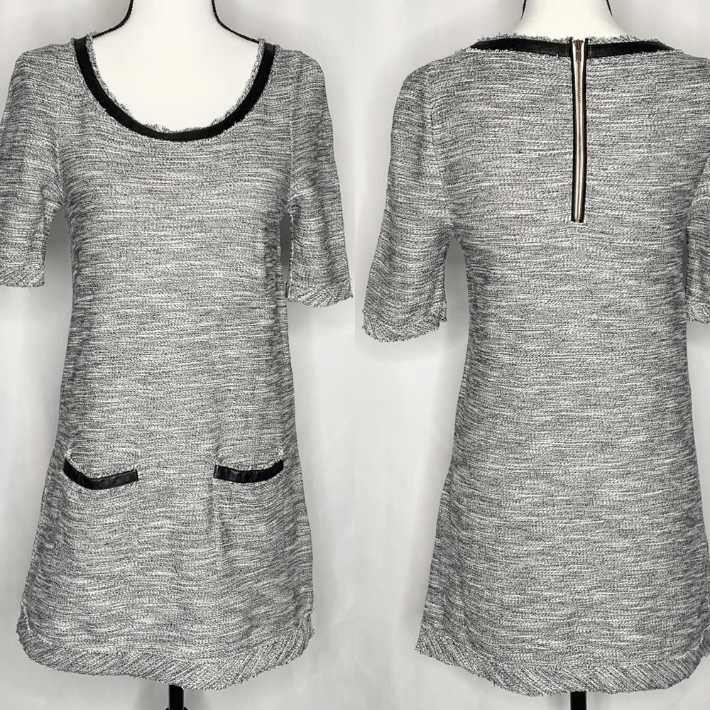 ANTHROPOLOGIE POSTMARK Tweed Faux Leather Trim